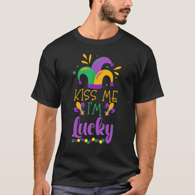 Kiss Me I'm Lucky Mardi Gras Parade Masquerade_1 T-Shirt (Front)