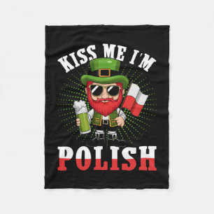 Kiss Me I'm Polish Flag Poland St. Patrick's Day Fleece Blanket