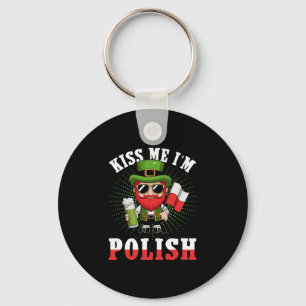Kiss Me I'm Polish Flag Poland St. Patrick's Day Key Ring