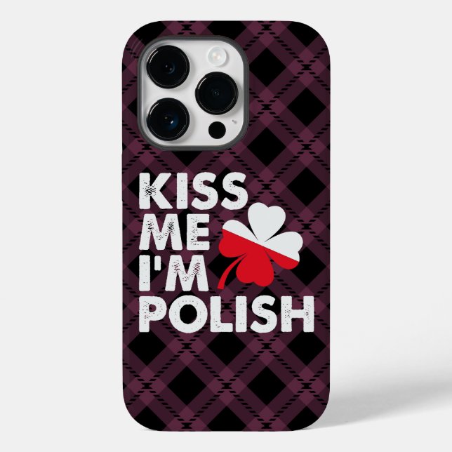 Kiss me I'm Polish Funny St Patricks Day Poland Case-Mate iPhone Case (Back)