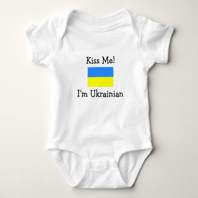 Kiss Me! I'm Ukrainian Baby Bodysuit (Front)