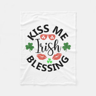 Kiss Me Irish Blessing Fleece Blanket
