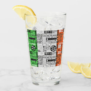 Kiss Me Irish Flag Glass