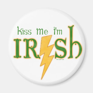 Kiss Me Irish Lightning Bolt Magnet