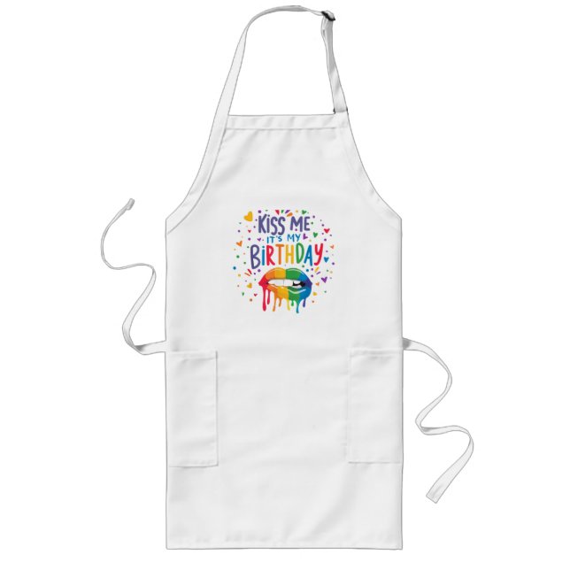 Kiss Me It's My Birthday Long Apron (Front)