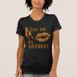 Kiss Me It's My Birthday Sparkly T-Shirt<br><div class="desc">Kiss me,  it's my birthday!  We did this design in orange,  and it looks great on a black background. Perfect for the Halloween birthday,  the big smoochy kiss is done in a sparkly faux glitter style. 
 
 From Scarebaby Design,  backed by the Zazzle guarantee.</div>