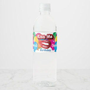 Kiss Me, It's my Birthday Water Bottle Label