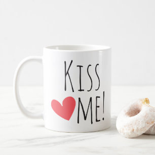Kiss Me Love Quote Red Heart Wedding Engagement Coffee Mug