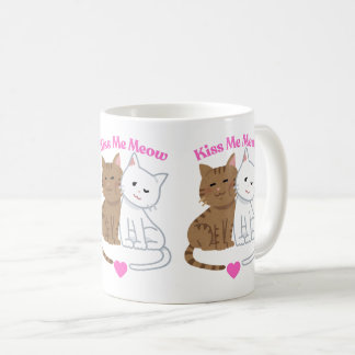 Kiss me Meow- Cute Cat Couple Design Coffee Mug