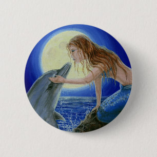 Kiss Me Mermaid & Dolphin Fantasy button
