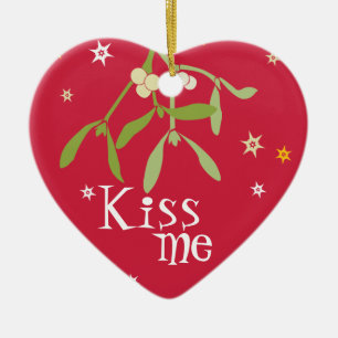 "Kiss me" mistletoe sweetheart keepsake ornament