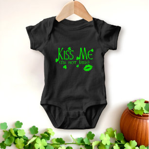 Kiss Me Not Irish Quote Funny St Patrick's Day Baby Bodysuit
