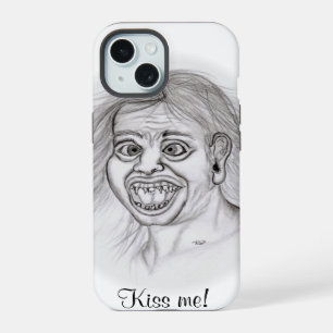 Kiss ME! - Pencil drawing black and white Design iPhone 15 Case