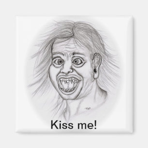 Kiss me! - pencil drawing magnet