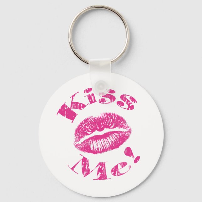 Kiss Me! Pink Lips Key Ring (Front)