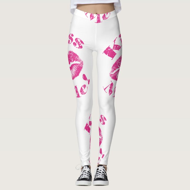 Kiss Me! Pink Lips Leggings (Front)
