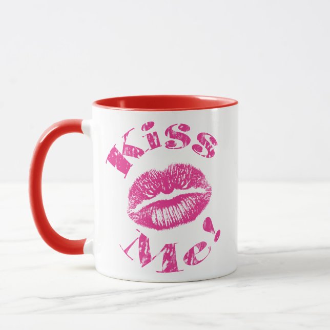 Kiss Me! Pink Lips Mug (Left)