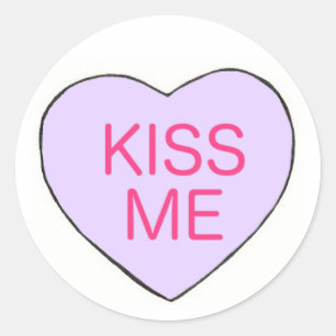 KISS ME Purple Candy Heart Valentine's Day Sticker