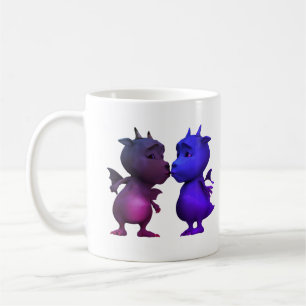 Kiss me Quick Cute Blue & Pink Baby Dragon Coffee Mug