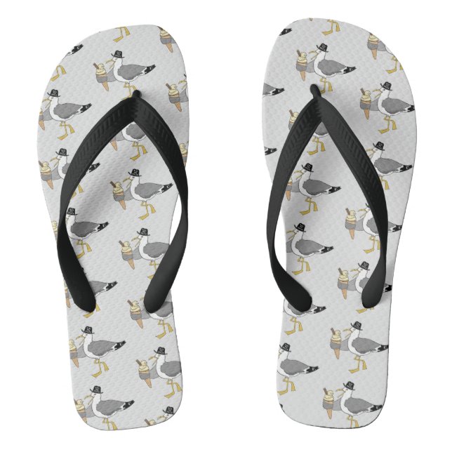 Kiss Me Quick Seagull Flip Flops Beach Footwear (Footbed)