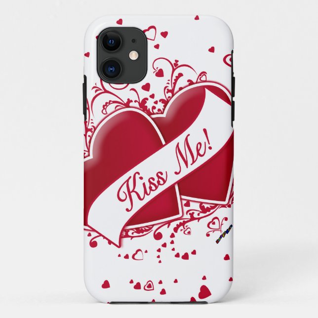 Kiss Me! Red Hearts Case-Mate iPhone Case (Back)