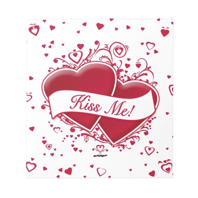 Kiss Me! Red Hearts Notepad (Front)