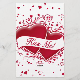 Kiss Me! Red Hearts Stationery