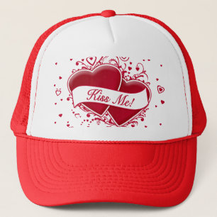 Kiss Me! Red Hearts Trucker Hat
