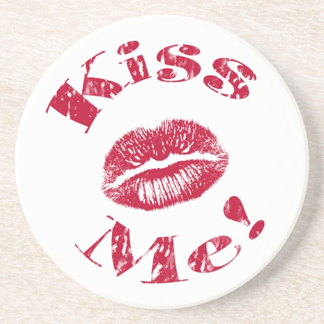 Kiss Me! Red Lips Coaster (Front)