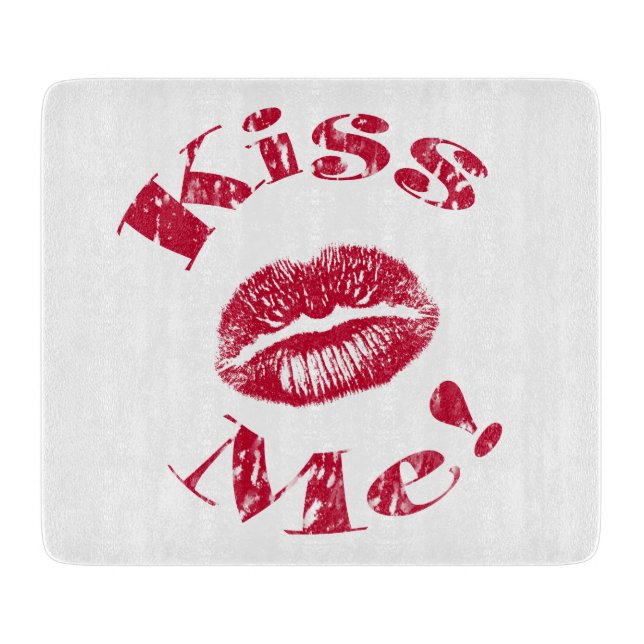 Kiss Me! Red Lips Cutting Board (Front)