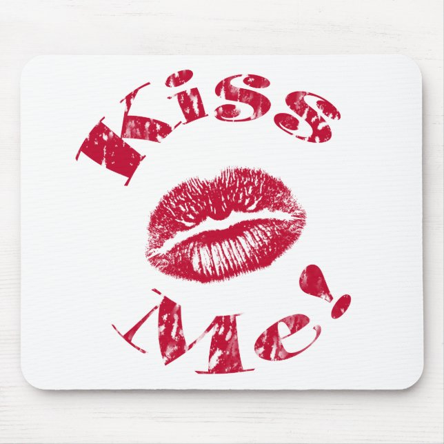 Kiss Me! Red Lips Mouse Pad (Front)