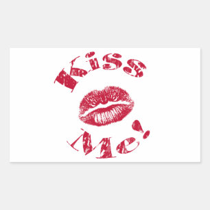 Kiss Me! Red Lips Rectangular Sticker