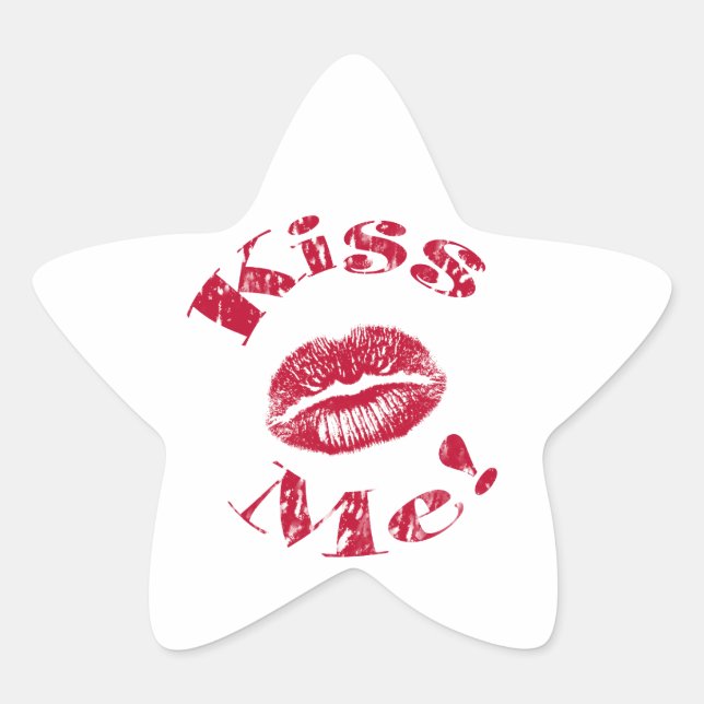 Kiss Me! Red Lips Star Sticker (Front)