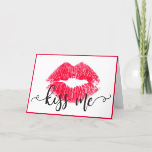 Kiss Me Red Lips Valentine's Day Holiday Card