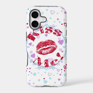 Kiss Me! Red Lips With Hearts