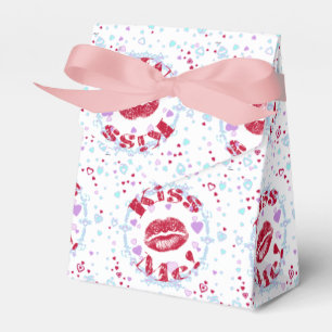 Kiss Me! Red Lips With Hearts Favour Box