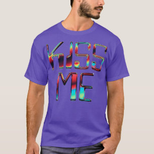 Kiss Me Retro Chrome Typographic Design T-Shirt