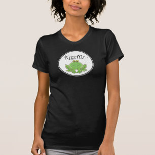 "Kiss Me" says the Frog - Cute black Shirt 4 Girls