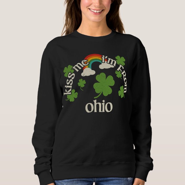 Kiss Me Shamrock  State St Patrick's Day Ohio Sweatshirt (Front)
