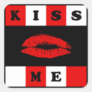 Kiss me! square sticker