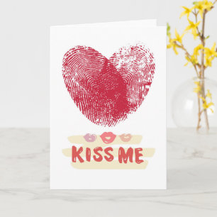 Kiss Me Thumb Print Romantic Art Card