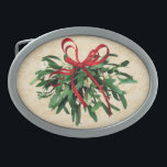 Kiss Me Under the Mistletoe Belt Buckle<br><div class="desc">Add a little spice to your Holidays. You know the old tradition of kissing UNDER the mistletoe - right! So,  if the mistletoe in on a belt buckle - OH MY! Funny Christmas Mistletoe Belt Buckle will inspire your holiday spirit!</div>