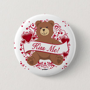 Kiss Me! Valentine's Day Teddy Bear 6 Cm Round Badge