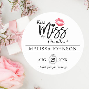 Kiss Miss Goodbye Thank You Bachelorette Bridal Classic Round Sticker