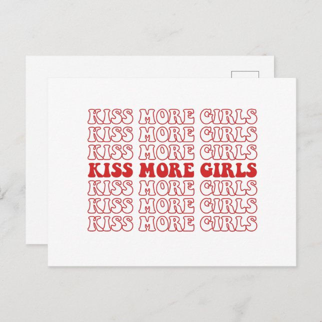 Kiss More Girls Lesbian Bisexual LGBTQ Pride Month Postcard (Front/Back)