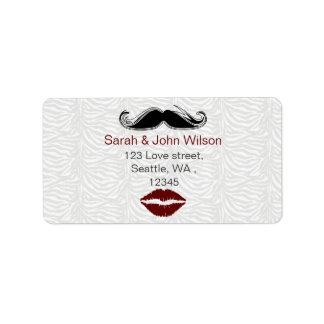 kiss moustache zebra stripe return address label