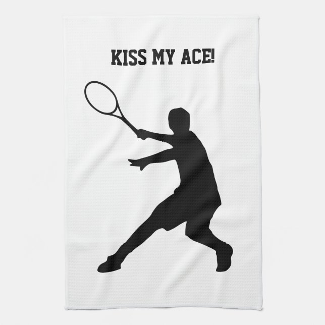Kiss My Ace funny kitchen towel for tennis player (Vertical)