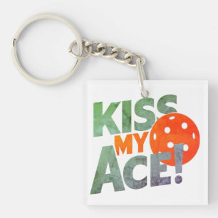 Kiss My Ace Funny Pickleball Player Saying Women Key Ring