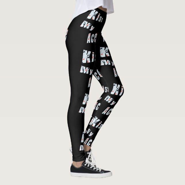 Kiss My Ace, Ladies Black Poker Logo Leggings (Right)