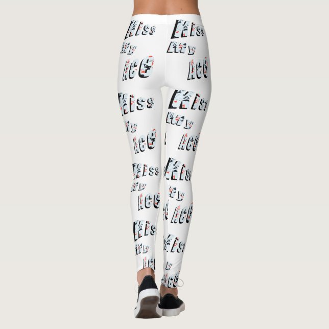 Kiss My Ace, Ladies White Poker Logo Leggings (Back)